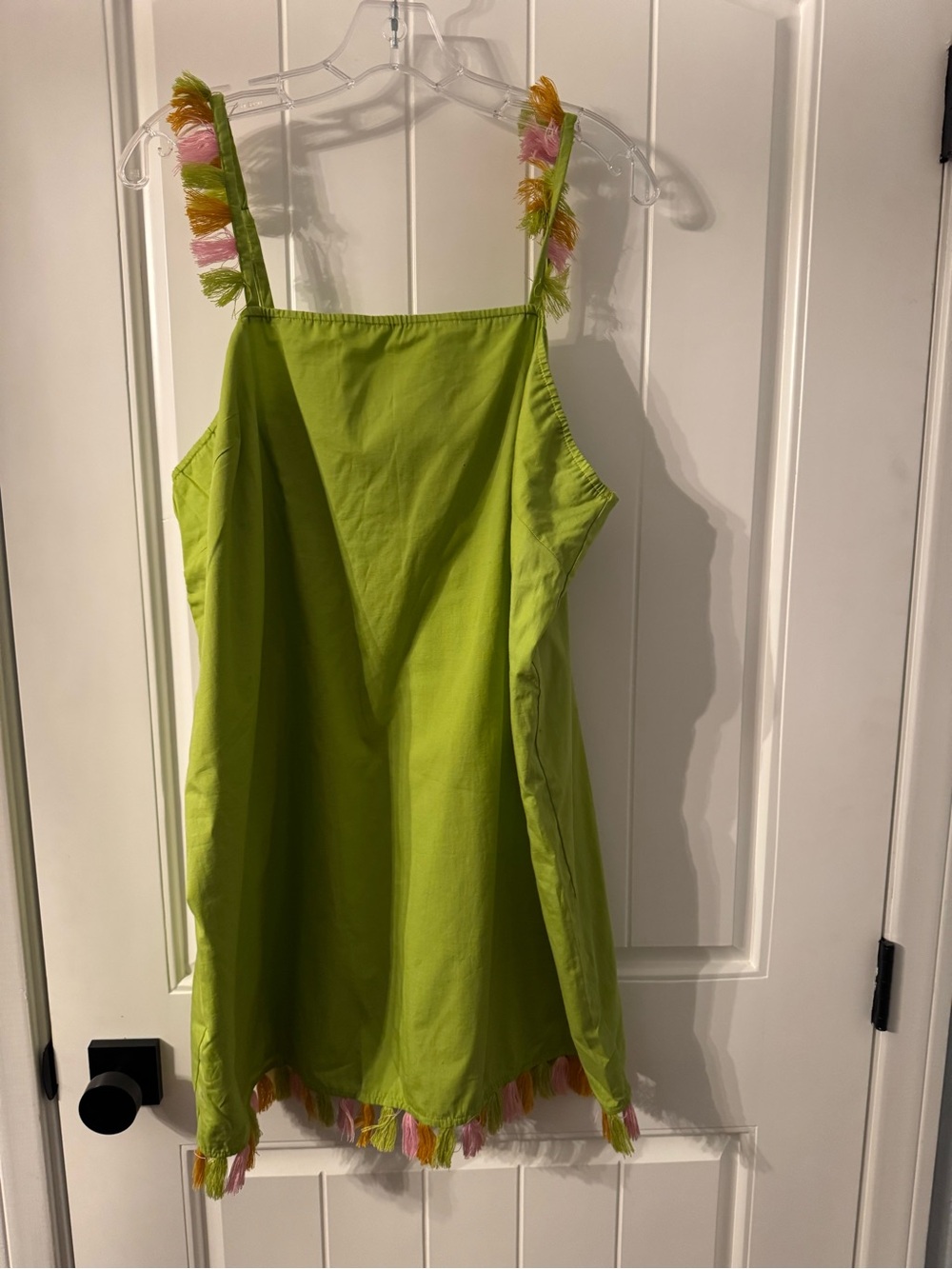 Anthropologie Lime Green Tassel Strap Sundress